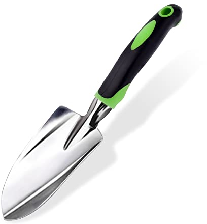 Gartenkelle & Handbreite Schaufel spitz, kleine gartenschaufel aus Edelstahl, weichem gummiertem, rutschfestem ergonomischem Griff, zum Pflanzen, Umpflanzen, Jäten, Bewegen und Glätten von Erde
