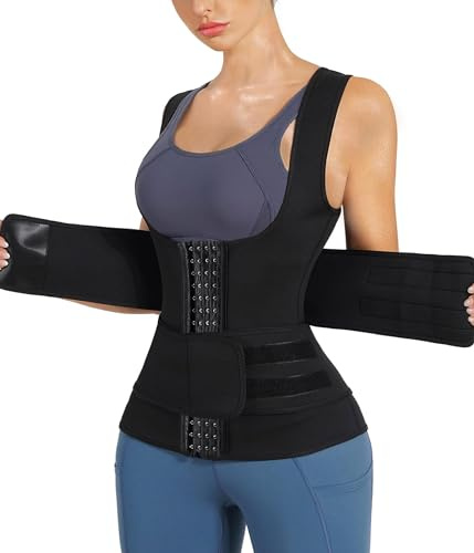 Nebility Women Sauna Sweat Vest Hot Neoprene Sauna Suit Weight Loss Workout Top Waist Trainer Shirt Body Shaper (3X-Large, Black)
