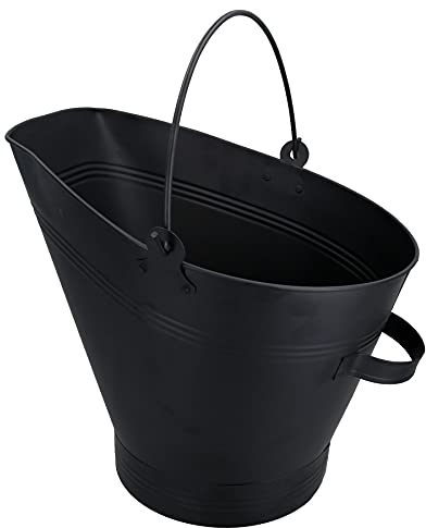 AB Tools HomeZone Coal Bucket Hod Scuttle Fireside Accessories Kindling, Log & Fuel Storage for Indoor Homeware (BLACK WATERLOO STYLE BUCKET)