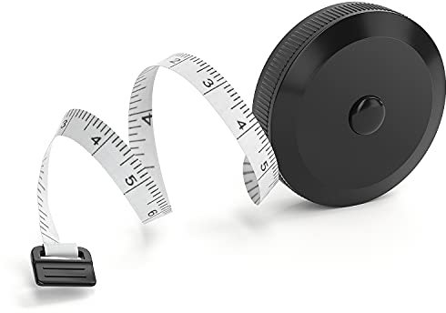 DiCUNO Tape Measure Retractable, Soft Measuring Tape for Body Sewing Tailor Cloth Fabric Craft, 60 Inch/1.5M Black Dual Sided Measurements, Small Pocket Size, 1 Pack