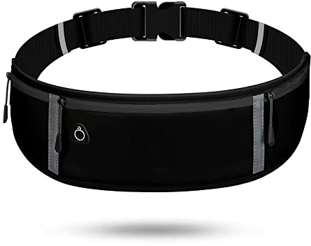 LocoJoy Best Comfortable More Soft Adjustable Running Belt with Reflective Strip that Fit All Phone and All Waist Sizes for Running, Workouts, Outdoor, Training Money Belt & More