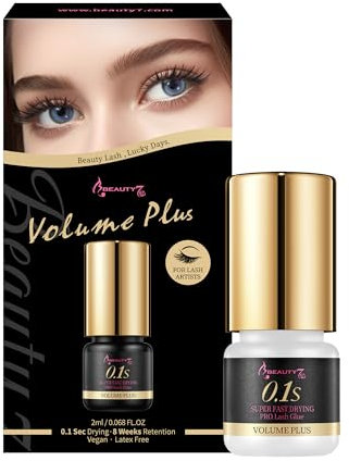 Beauty7 Professionnelle Colle 0.1 Secondes Gel Instantané Seche Super Rapide Pour Extension de Cils Semi Permanent Cils a Cils Volume Plus Glue Noir (2ml, noir)