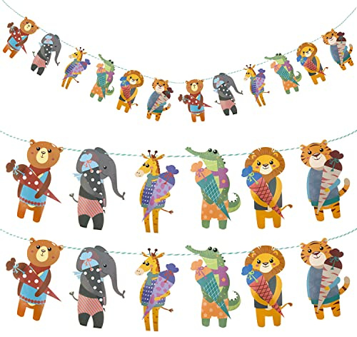 Oblique Unique® Zuckertüten Girlande mit Tieren Hänge Deko Schuleinführung Einschulung Schulanfang Schulstart Dekoration Banner Schule Jungen Mädchen