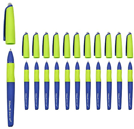 Pelikan Erase 2.0, ergonomischer radierbarer Tintenroller, blaue Tinte, für Rechts- und Linkshänder, für die Schule, blaue Mine, nachfüllbar, 12 Stück