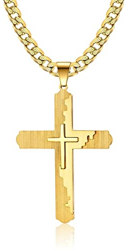 AMDXD Herren Kette Anhänger in Edelstahl, Anhänger Kreuz Herren Retro Halskette für Frauen Männer, Stil 2
