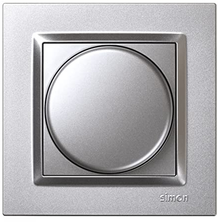 SIMON - Regulador Luz LED, Interruptor para Regular la Intensidad de Luz, Táctil, Serie Simon 10, Fácil Instalar, Incluye Marco, Tapa y Mecanismo, Apto Interiores, Color Aluminio