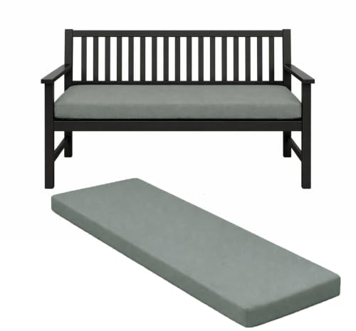 Pinkfairy Outdoor Water-Resistant Bench Rattan Cushion Pad for Garden 2/3/4 Seater 108/143/170cm Thick Long Bench Chair Cushions Pad for Swing Patio (2 Seater-108x45x6cm,Grey)