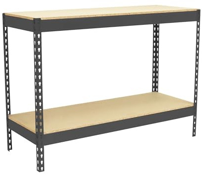 Simon Rack Banco da lavoro Workshop, Capacità Carico 400 kg, 900x1200x450 mm, 2 Altezze, Tavolo da lavoro Antracite/Legno - BT-Basic