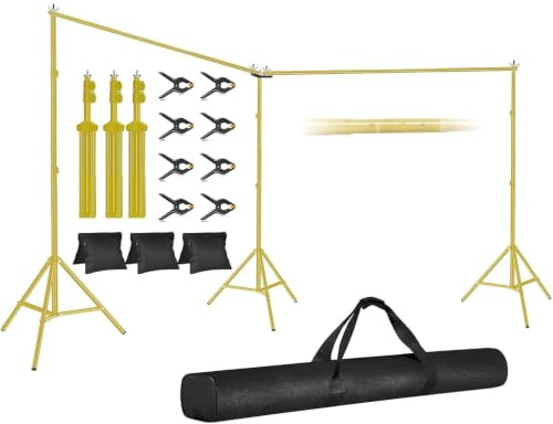 EMART Support de Fond, 6x2,1m Doré Grand Support Toile de Fond Réglable