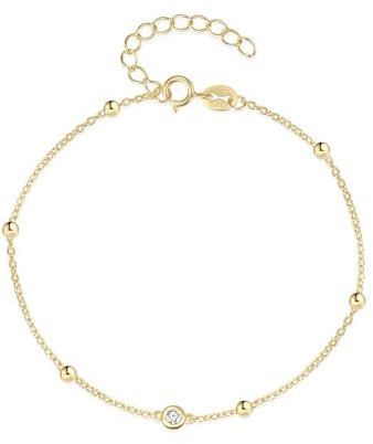 FRALHQFL Damen-Armband aus S925-Sterlingsilber, einfache gestapelte Bohnenkette, Diamant-Armband-Zubehör(Color:A_S925)