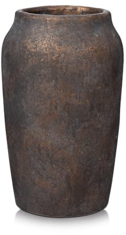 Arborus Tall Rustic Vase for Flowers 23CM Cement Vase 4.3 Opening Large Brown Vases Vintage Farmhouse Vases for Pampas Grass Dry Plants Living Room Table Entryway Bathroom Shelf Mantel Home Decor