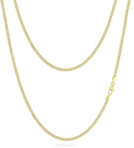 KRKC Herren Halskette, 14K Gold Vergoldet/Silber Edelstahl 3/4/5/6mm | Cuban Link Chain Panzerkette Geburtstag Geschenk Nickel-frei Dünne Kette Gliederkette für Männer Länge 45-61cm