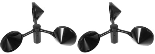 Kisangel Anemometer Wind Cup Wind Speed Meter Cup Wind Gauge Tool Direction Detector Weather Station Black Air Conditioning Wind Flow Meter Professional Wind Gauge Cup ABS Pack of 2