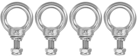 PATIKIL Bulloni Occhiello Golfari, M5x12 Filettatura Maschio Acciaio Inossidabile 304 con Guarnizione Dado Esagonale Rondelle Piatte per Appendere Assicurare Catena Corda Metallico, 4 Set