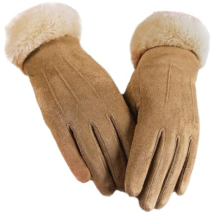 XDGBGFN Handschuhe Damen Touchscreen Strickhandschuhe Handschuhe Damen Winter Warme mit Thermo Fleecefutter Verdickt Warme Winddicht für Frauen und Mädchen Aktivitäten im Freien Geschenk ﻿ ﻿ (Khaki)