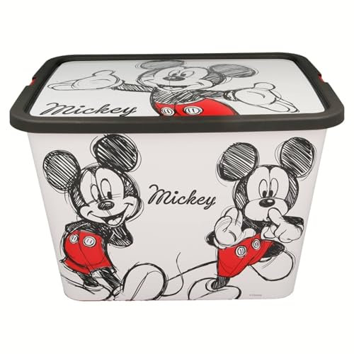 Disney Mickey Mouse Kids Storage Boxes 23L – Officially Licensed, BPA-Free Plastic, Lightweight, Durable with Click Lock Lid – Toy Storage Box for Boys Girls– Keeps Kids Rooms Tidy, 39x29x27cm (Large)