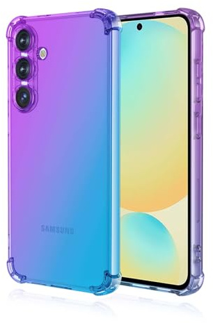 HAOYE Hülle für Samsung Galaxy S24 FE 5G, Farbverlauf-TPU Handyhülle, [Ecken Verstärken] Weiche Transparent Silikon Soft TPU Case Schock-Absorption Schutzhülle (Lila/Blau)