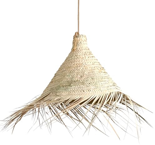 Bohome Living - Suspension Luminaire à Franges, Plafonnier Bohème Chic, Suspension en Paille, Fait main (M - Ø45cm)