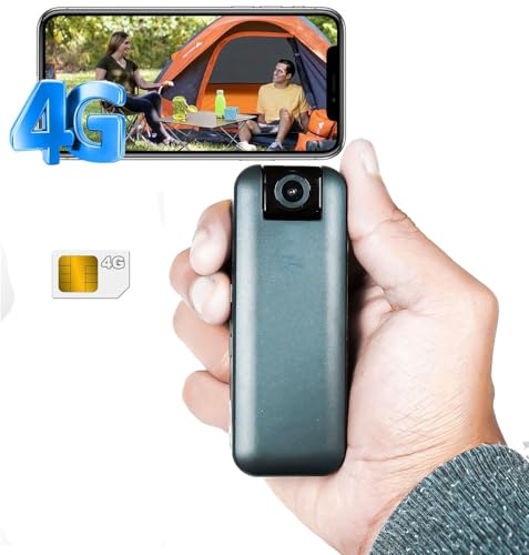 Mini-Spionagekamera mit SIM 4G für den Innenbereich, kabellos, 1080P FHD, Spionagekamera, einschließlich bereits aktiver SIM-Karte, 160°-Sicht, Nachtsicht, Bewegungsalarm, italienisches Handbuch