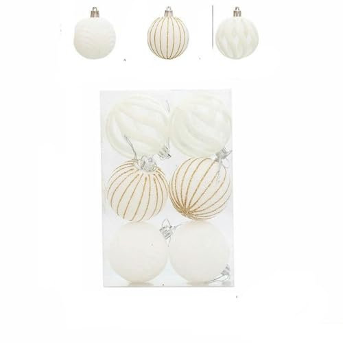 6 Stück/Box Weihnachtskugeln Weihnachtsbaum Hängende Ornamente Hochwertige Weihnachtsbaumkugel Weihnachtsdekoration-weiß-6cm