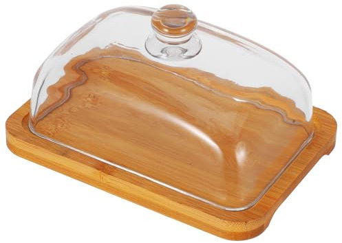 OKUMEYR Mantequera Rectangular De Vidrio Con Tapa Elegante Para Conservar Frescura Plato Multiusos Para Mantequilla Quesos Pasteles y Postres Diseño Resistente y Fácil De Limpiar Para