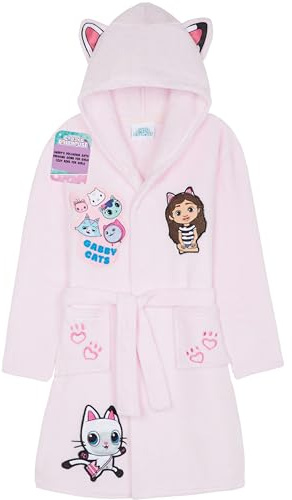Get Trend Gabby's Dollhouse Peignoir Polaire Fille et Ado, Robe de Chambre Enfant avec Capuche et Ceinture, Idée Cadeau (5-6 Ans, Rose Gabby's Dollhouse)