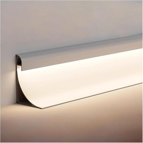 Kanduo Canal LED Lineal de Aluminio Tira Decorativa de iluminación de Techo LED, zócalo de iluminación indirecta con Canal de Aluminio (sin Tira de LED) Revestimiento del Techo(Bianco,1 m/3.3 ft)
