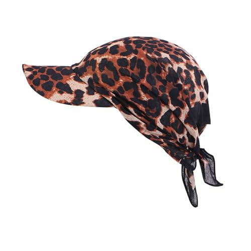 BrightGlow Damer huvudduk halsduk mössa huvudbonad med brätte visir retrostil basebollmössa solhatt halsduk mössa justerbar hatt sommarmössa solskydd keps, leopard, one size