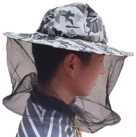 Huxibai Bienenhut Schleier-Hut - Imkerhut Mit Schleier - Bienenzuchtschleier Huts Moskitoes Kopf Netz Imker NetzHut Insekten Gnats Cap | Für Outdoor-Enthusiasten, Landwirtschaft, Jagd