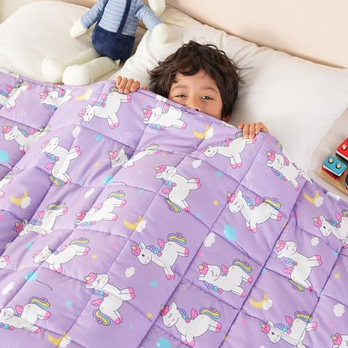 Sivio Weighted Blanket 3lbs, Small Cooling Heavy Blankets, Soft Breathable Weighted Throw Blanket for Sleep, Washable, 36x48-3lb, Purple Pony Pauly