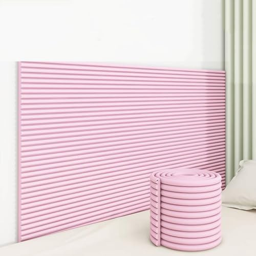 3D anti-kollision väggstoppning, självhäftande vadderade väggpaneler, skala av och klistra fast huvudgavel vadderade paneler, dekorativ väggkudde, för sovrum rosa 15 x 200 cm