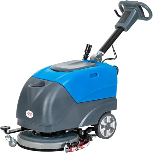 Commercial Floor Scrubber Machine with brushes,15 Brush 8 Gal Foldable and Portable Scrubber Walk-Behind cleaning machine ,180 Degree Rotation,floor scrubbing, floor cleaner machine