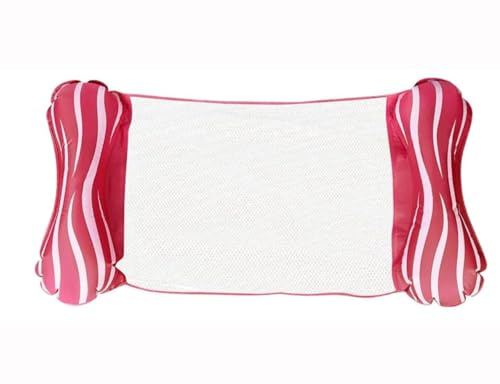 Aufblasbare 4-in-1 Wasserhängematte, Schwimmliege & Poolmatratze, 112X62 cm, ergonomisch & faltbar, bis 113 kg, für Erwachsene, Pool, Strand, Urlaub, 1 oder 2 Stück, Farben Rosa&Blau