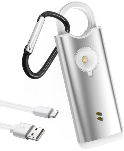 Persönlicher Alarm 135dB USB-C aufladbar mit Metallgehäuse Vibrationssensor | Aluminiumlegierung Gehäuse | LED Stroboskoplicht | Karabinerhaken | leichtes Design | Frauen|Studenten|Outdoor Sicherheit