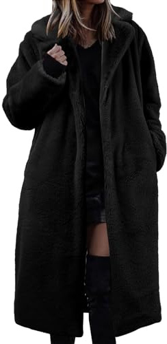 Manteau d'hiver chaud à revers en fausse fourrure pelucheuse pour femmes - Veste manteau pardessus en polaire de vison avec empiècements mi-longueur - Ensemble manteau veste de pluie doublée polaire