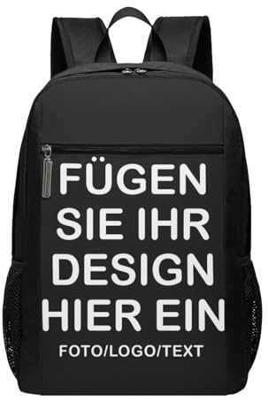 Personalisierter Rucksack für Erwachsene – Mit Text, Bild, Foto oder Logo selbst gestalten – Leichter Rucksack für Schule, Reisen, Camping – Für Mädchen & Jungen