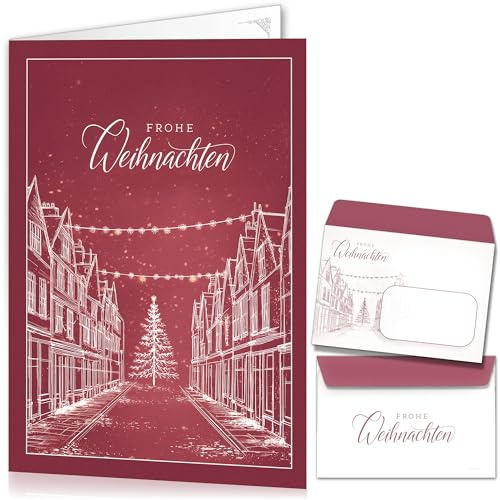 beriluDesign Weihnachtskarten mit Umschlägen 15er Set - Klappkarten mit Weihnachts-Motiv für die schönsten Weihnachtsgrüße