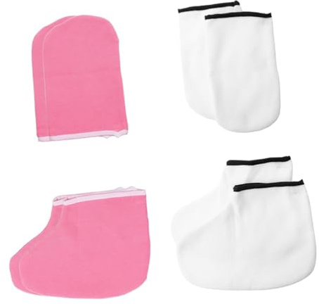 LOLIPPYY 4 pares Guantes Exfoliantes y Cubrezapatos Hidratantes para Spa Cuidado Profesional Manos y Pies Secos Ablandador de Durezas y Callos para Pedicura Casa y Salón