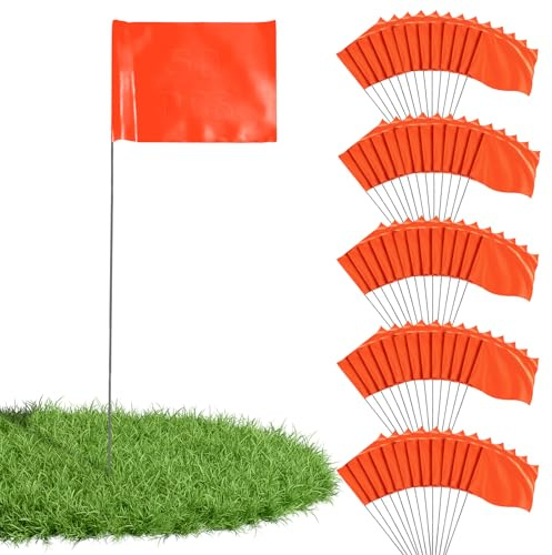 Bandiere per marcatura Beewiner Bandiere per prato, bandiere arancioni, per marcatura di aree in prato, allenamento sportivo, metal detector, cantieri, giochi, corse di orientamento