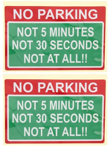 MINAOLULUS 2pcs No Parking Car Stickers Creative Safety Warning Signs Sturdy Reminding Boards for Garage and Public Areas