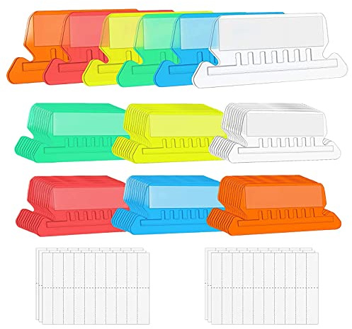 Histeaa 60 Pcs 2 Inch Hanging Folder Tabs and 120 Grids Inserts for Quick Identification of Hanging Files Hanging File Inserts