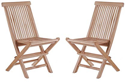 SAM 2er Spar-Set Klappstühle Menorca, Teak-Holz, Gartenstuhl klappbar, für Balkon, Terrasse oder Garten braun