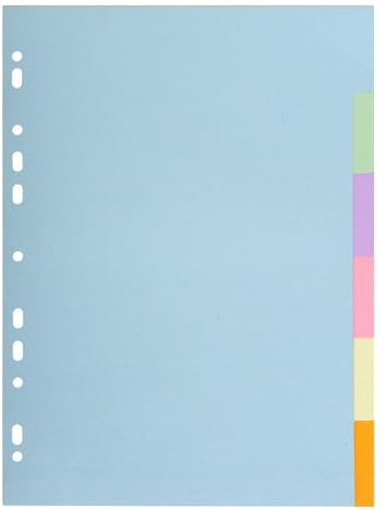 Exacompta 1606E 50er Pack Pastell-Register Forever für DIN A4 aus Recyclingkarton 6-teilig volle Höhe 22 x 29,7 cm vollfarbig 6 Farben Blauer Engel Pastellcolor Aquarel Trennblätter Trennstreifen