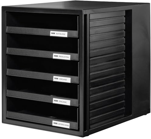 HAN 1401-13 Module de rangement 5 tiroirs ouverts pour C4, 275 x 320 x 330 mm (Noir) (Import Allemagne)