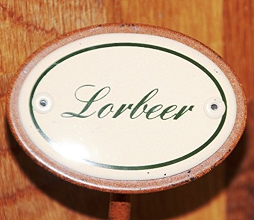 Münder Emaille Gartenstecker - Kräuterstecker Lorbeer - 25 cm