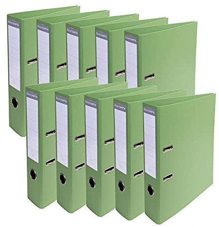 Exacompta 53756E 10er Pack Premium PVC-Ordner Prem´Touch. 7 cm breit DIN A4 Ringordner Aktenordner Briefordner Büroordner Plastikordner Schlitzordner anisgrün