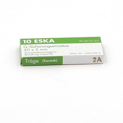 Eska 10 x Sicherung, träge (T), Keramik, 2 A / 250 VAC, 5 x 20 mm