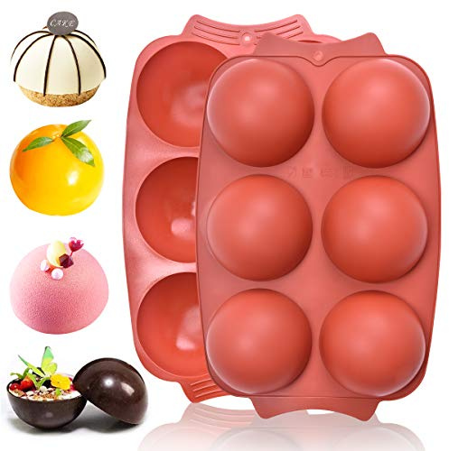 Stampo in Silicone al Cioccolato Stampo in Silicone a Semisfera a 6 Cavità, Grande Stampo da Forno Extra per Pallina di Cioccolato, Torta, Gelatina, Budino, Mousse a Cupola, 2 Pezzi