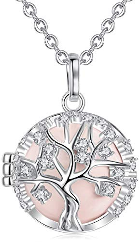AEONSLOVE Collier Bola Grossesse Collier Musique Carillon Bell Pendentif Arbre de Vie pour Femmes Enceinte Bébé, Cadeau Original de Noël Anniversaire Naissance, Chaîne 114cm