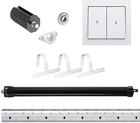 NOBILY Rolladen-Komplett-Set f. 40mm Achtkantwelle Mini-Rolladenmotor 13Nm + Rolladen Doppelwippe + Mechanik-Set, Gesamtlänge bis 1 Meter